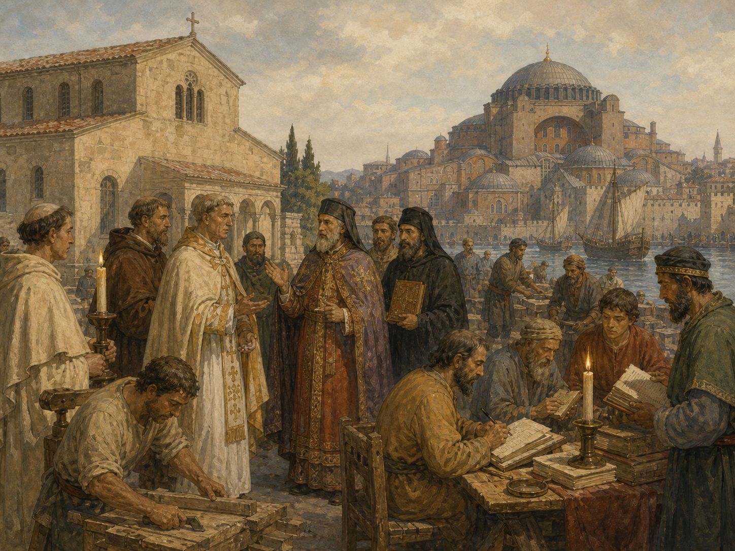 Historical reconstruction of East–West Schism of 1054's immediate aftermath: It became a landmark for understanding the institutional and cultural separation of Orthodox and Catholic Christianity.