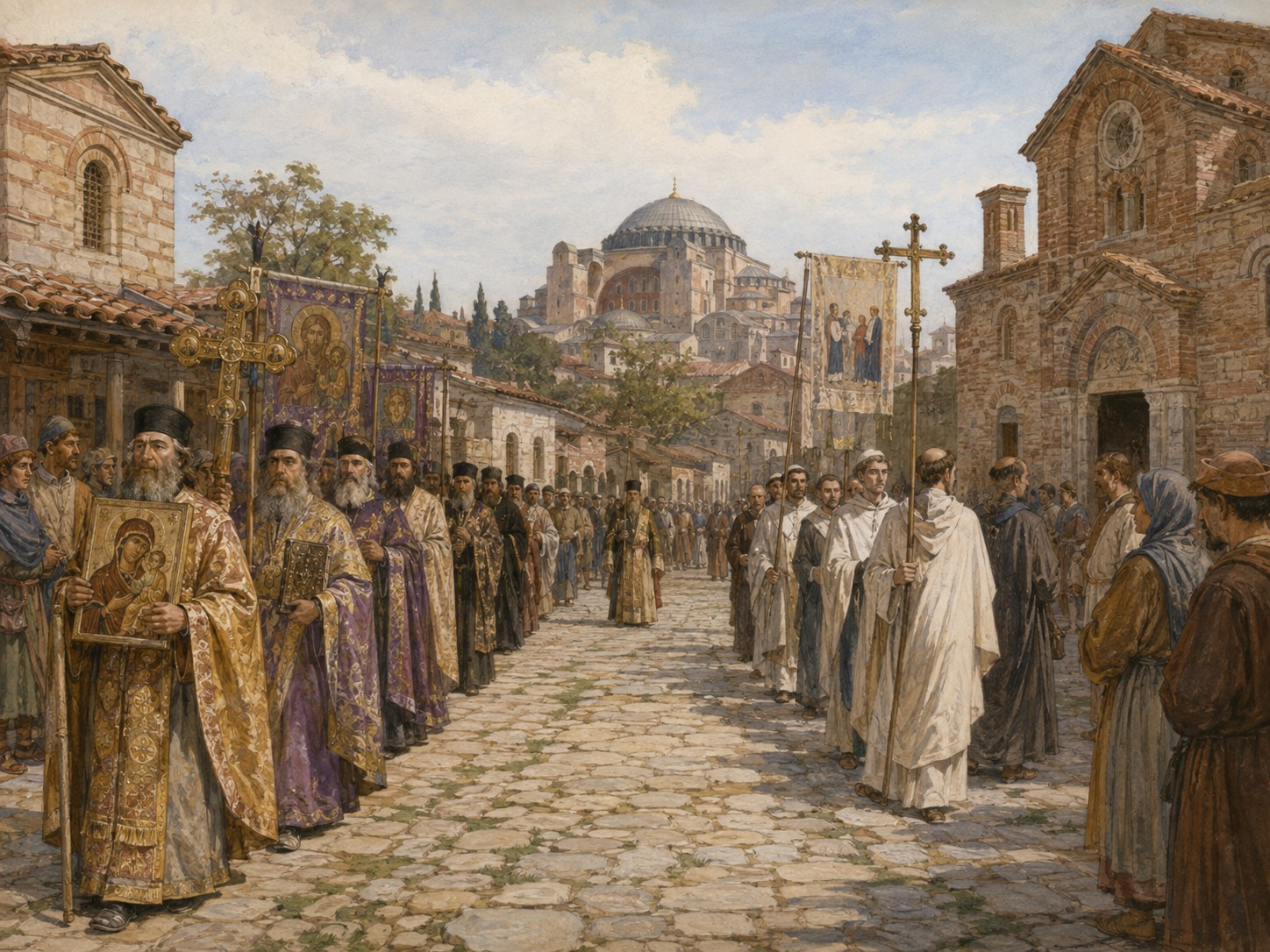 Historical reconstruction of East–West Schism of 1054's long-term consequences: In the longer term, it became a landmark for understanding the institutional and cultural separation of orthodox and catholic christianity.