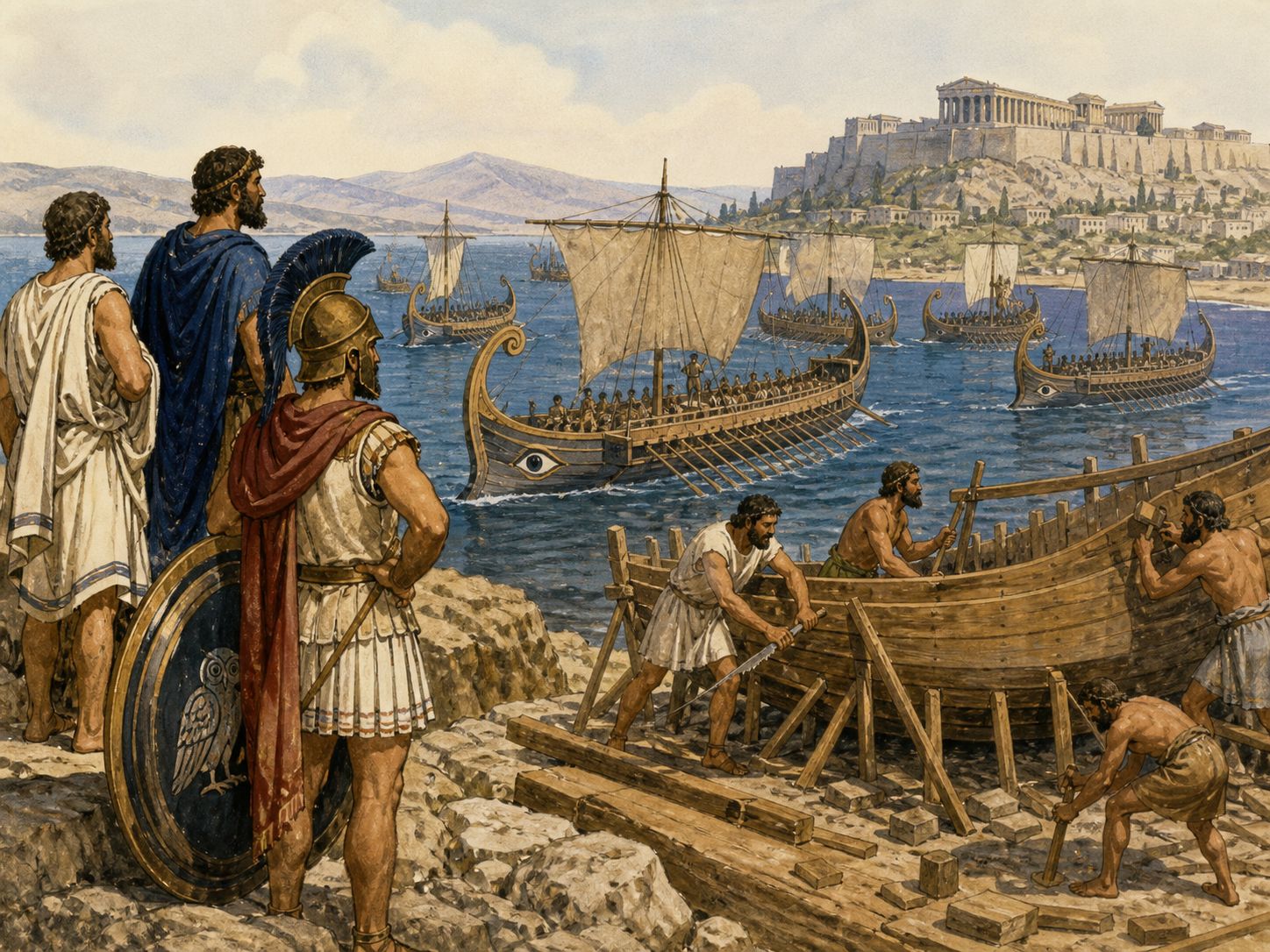 Historical reconstruction of Greco-Persian Wars's immediate aftermath: The Greek coalition prevented the conquest of mainland Greece, while Athenian maritime power expanded.
