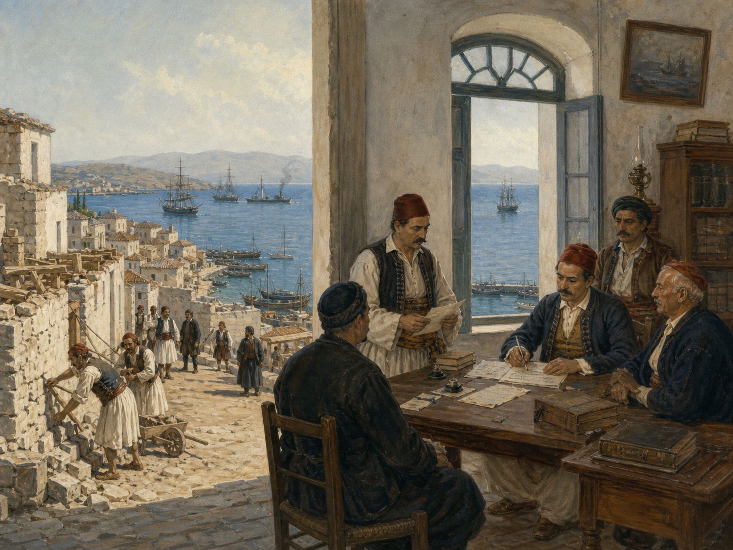 Officials record plans for autonomy and reconstruction in a town overlooking the sea