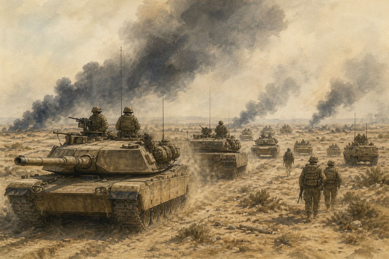 Historical reconstruction of the “Desert Storm air and ground campaign” stage in Gulf War
