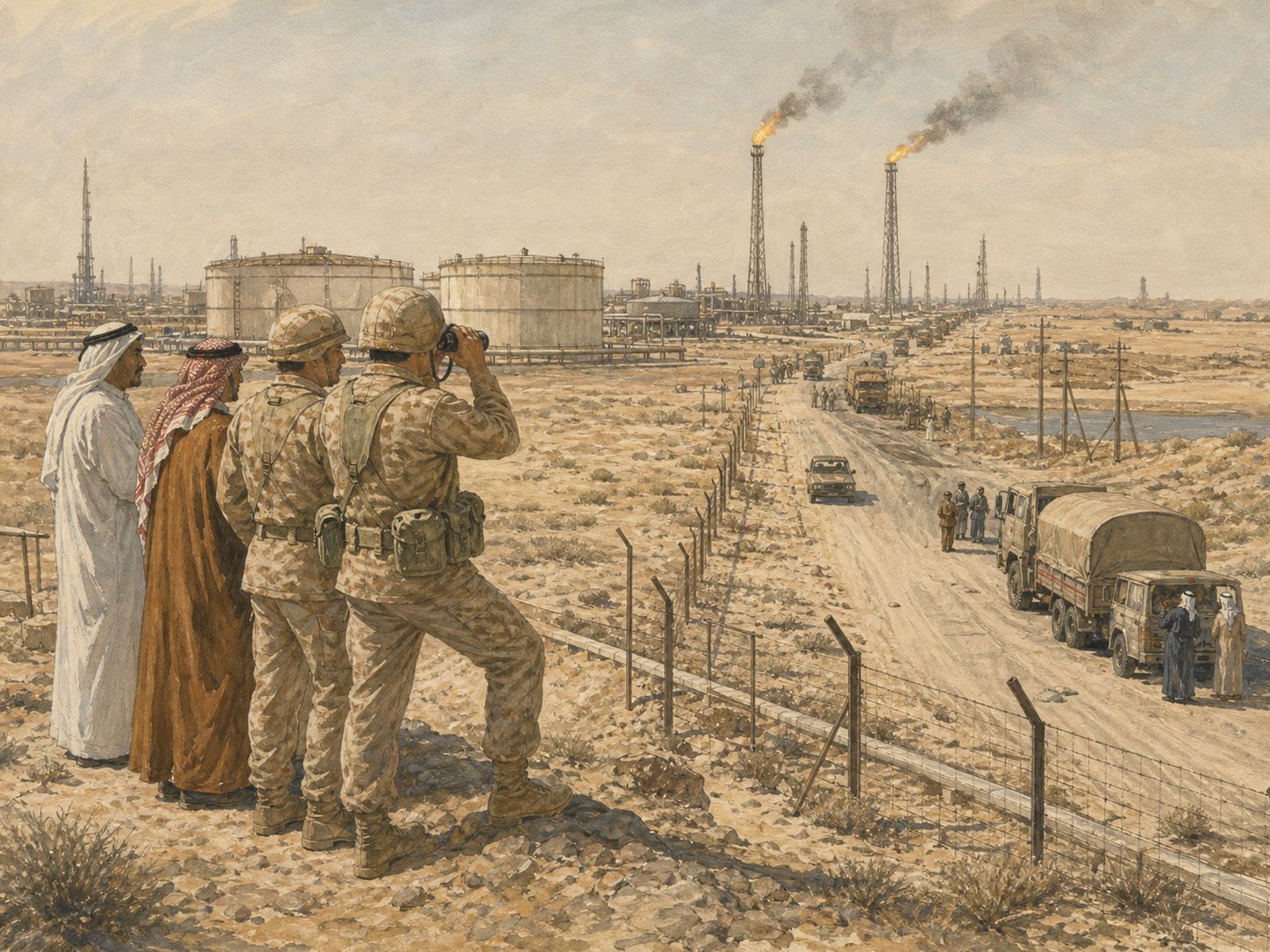 Historical reconstruction of Gulf War's background: Post-Iran–Iraq War debt, disputes over oil and borders, and tensions between Iraq and Kuwait combined to produce a regional security crisis.