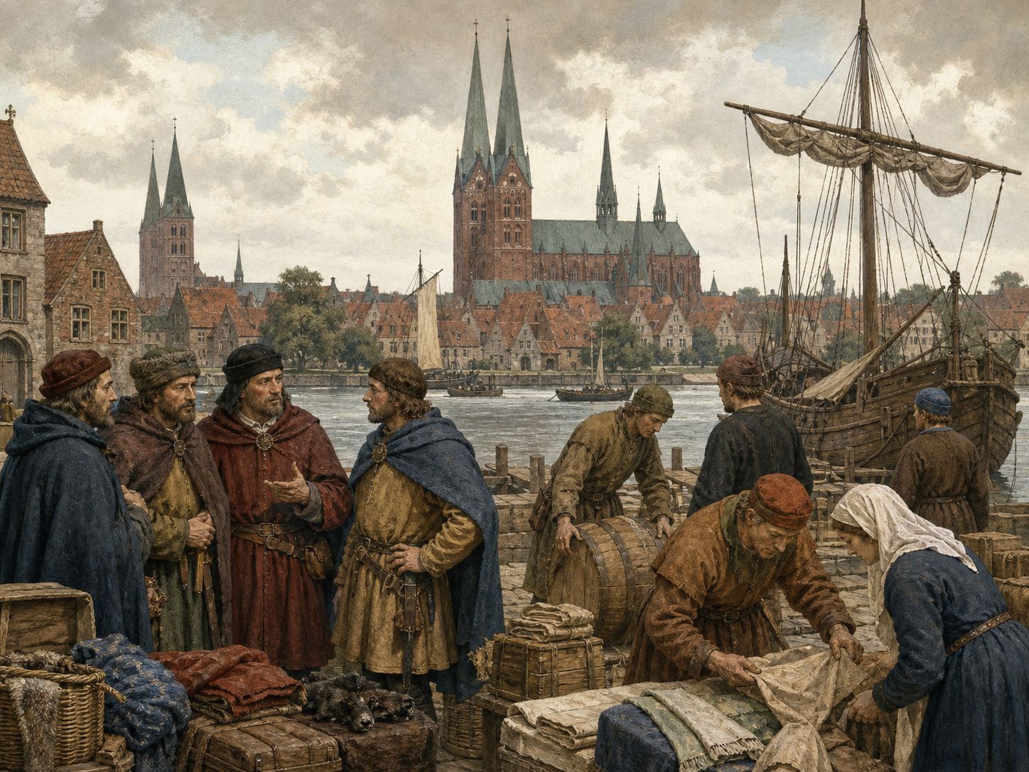 Historical reconstruction of Foundation of the Hanseatic League's background: Long-distance trade faced piracy, tolls, port privileges, and seasonal hazards, limiting what individual towns could negotiate alone.