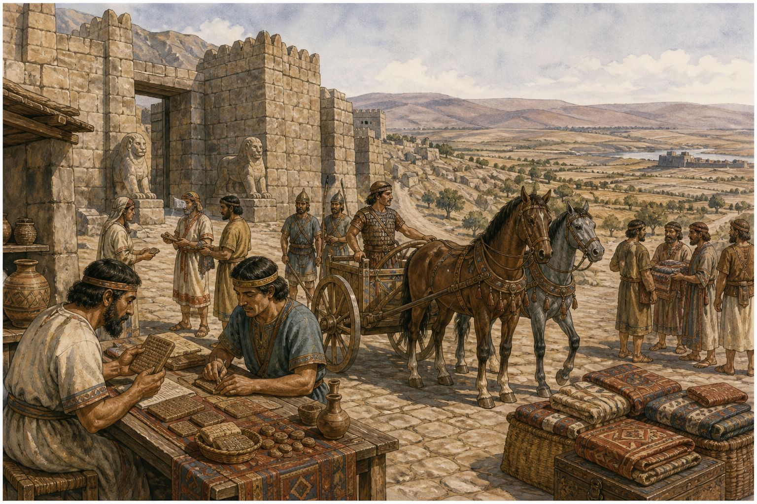 Envoys and carts entering a Syrian trading city