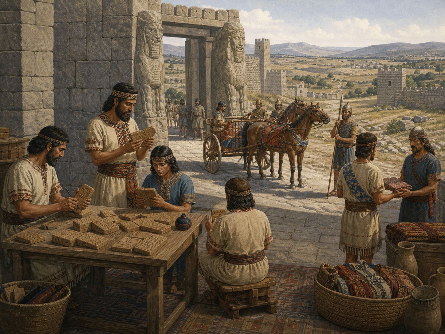 A scribe recording an interstate treaty on a clay tablet