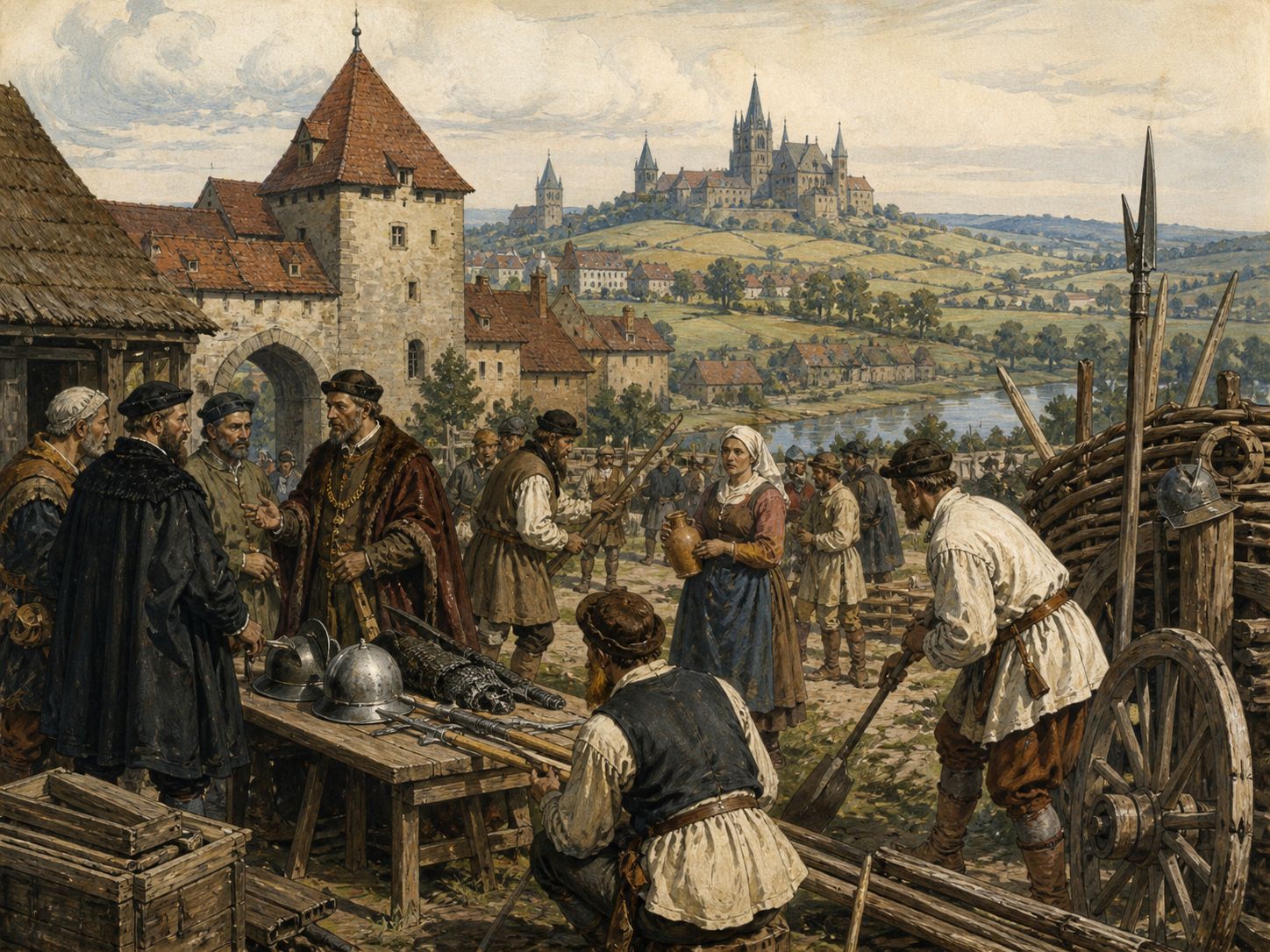 Historical reconstruction of Hussite Wars's background: After Hus’s execution, tensions grew over clerical corruption, communion, royal authority, and urban rights.