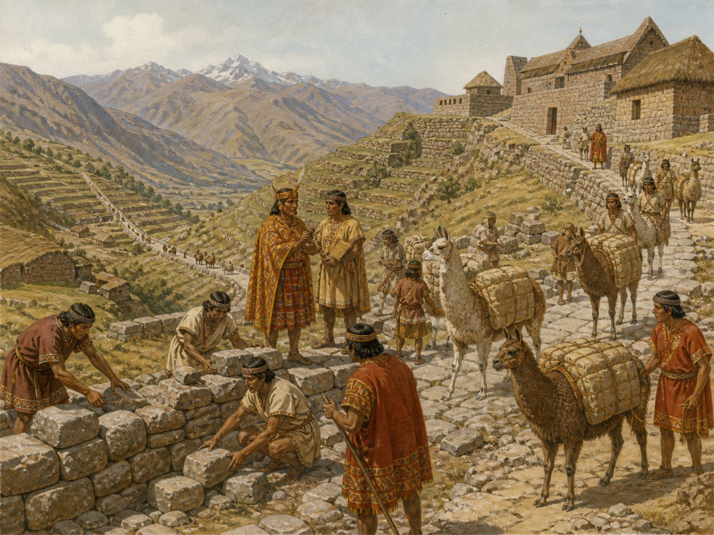 Historical reconstruction of Expansion of the Inca Empire's background: In and around Cusco and the Andean highlands, the setting took shape as After Pachacuti, the Inca state integrated a vast Andean region through roads, storehouses, and administrative divisions.