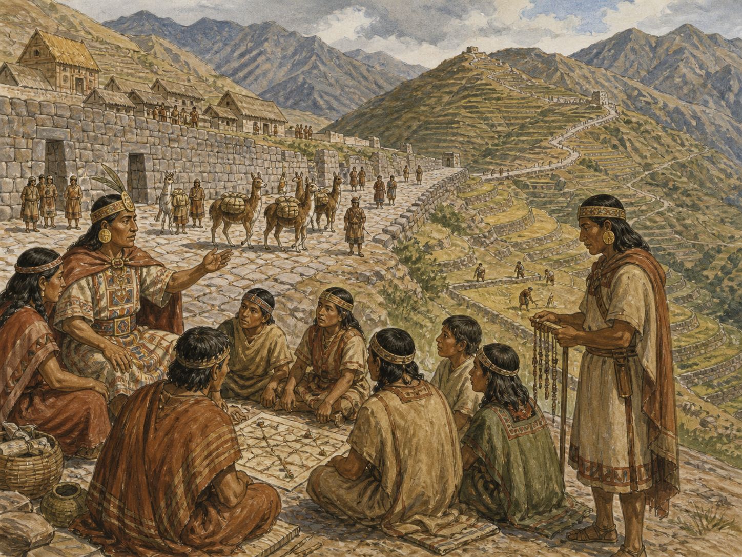 Historical reconstruction of Expansion of the Inca Empire's long-term consequences: In the longer term, it became a major historical example of large-scale governance and roads without a writing-based bureaucracy.
