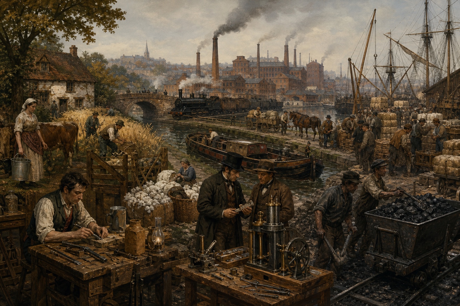 Illustrated reconstruction of the background of Industrial Revolution