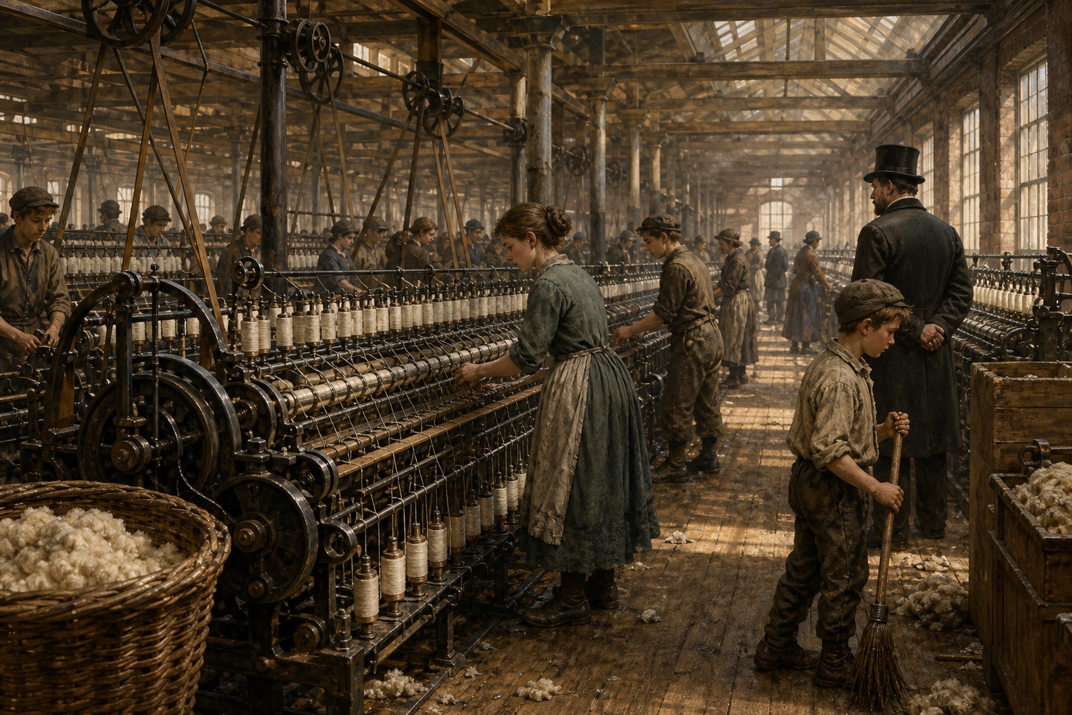 Illustrated reconstruction of the course of Industrial Revolution