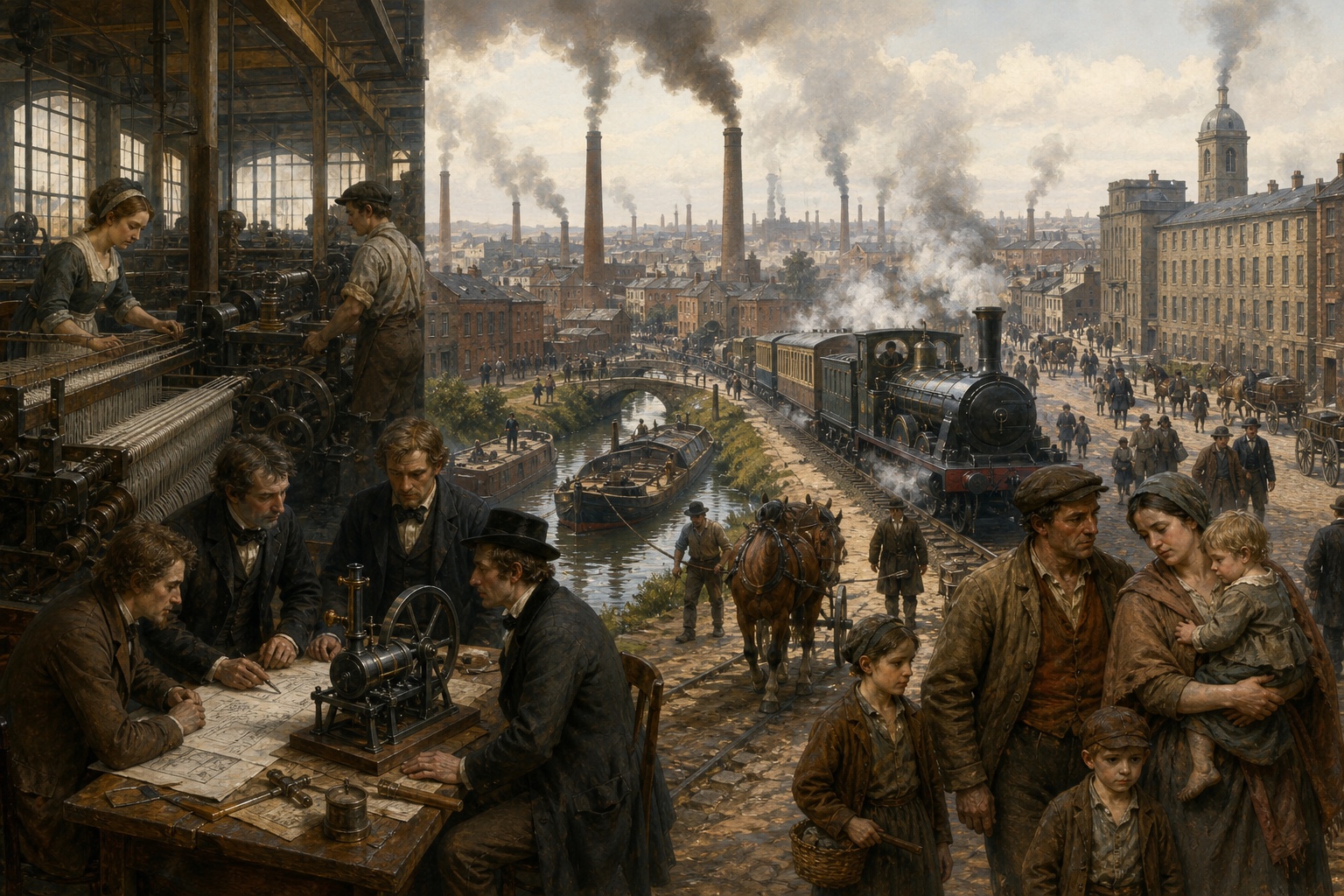 Illustrated reconstruction of the significance of Industrial Revolution