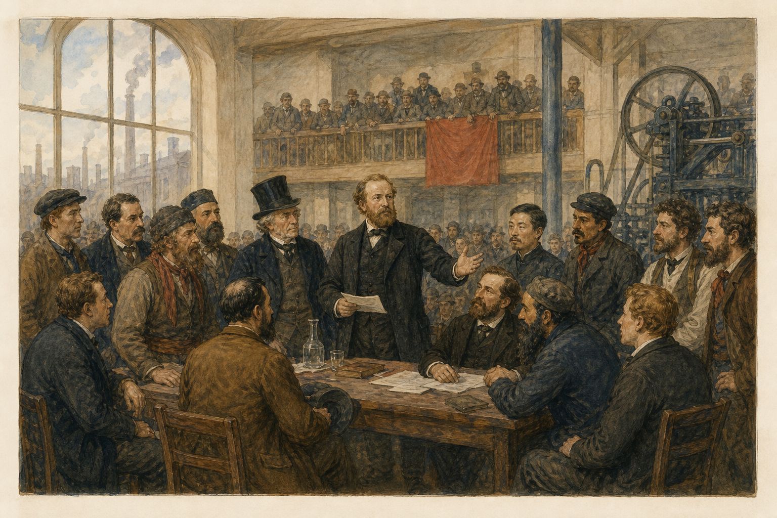 Historical reconstruction of “First International is founded” in Foundation of the First International