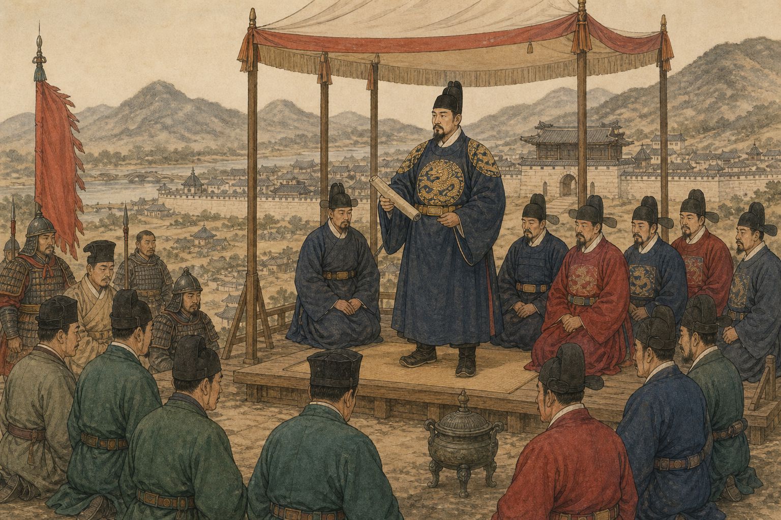 Historical reconstruction of the “Foundation of the Joseon Dynasty” stage in Foundation of the Joseon Dynasty