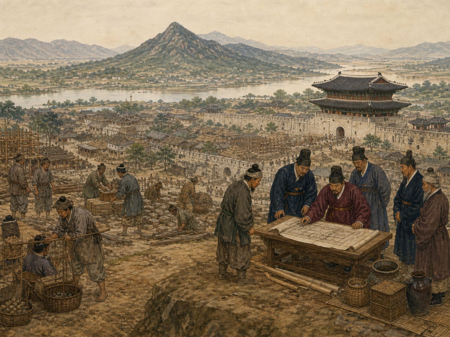 Historical reconstruction of Foundation of the Joseon Dynasty's background: Late Goryeo faced piracy, diplomacy with Yuan and Ming, land-tenure conflicts, and tensions between the throne and powerful elites.