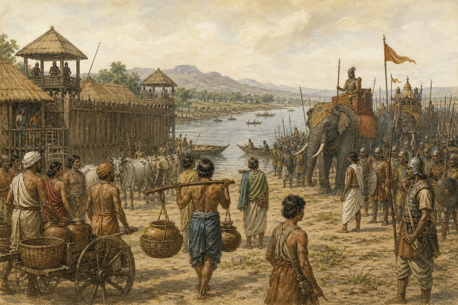 Historical reconstruction of “Mauryan armies approach Kalinga” in Kalinga War