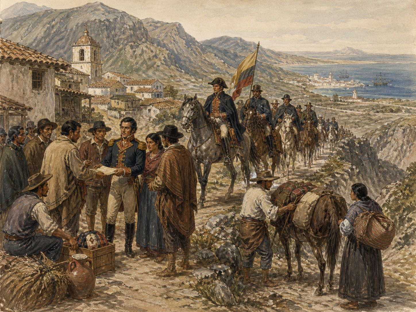 Historical reconstruction of Latin American Wars of Independence's background: In and around Spanish America, the setting took shape as A crisis of monarchy during the Napoleonic Wars helped trigger multiple independence movements and wars in Spanish America.