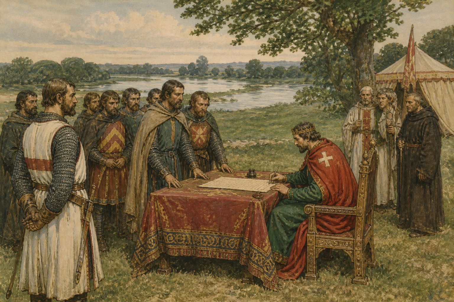 Historical reconstruction of the “Negotiation at Runnymede” stage in Magna Carta