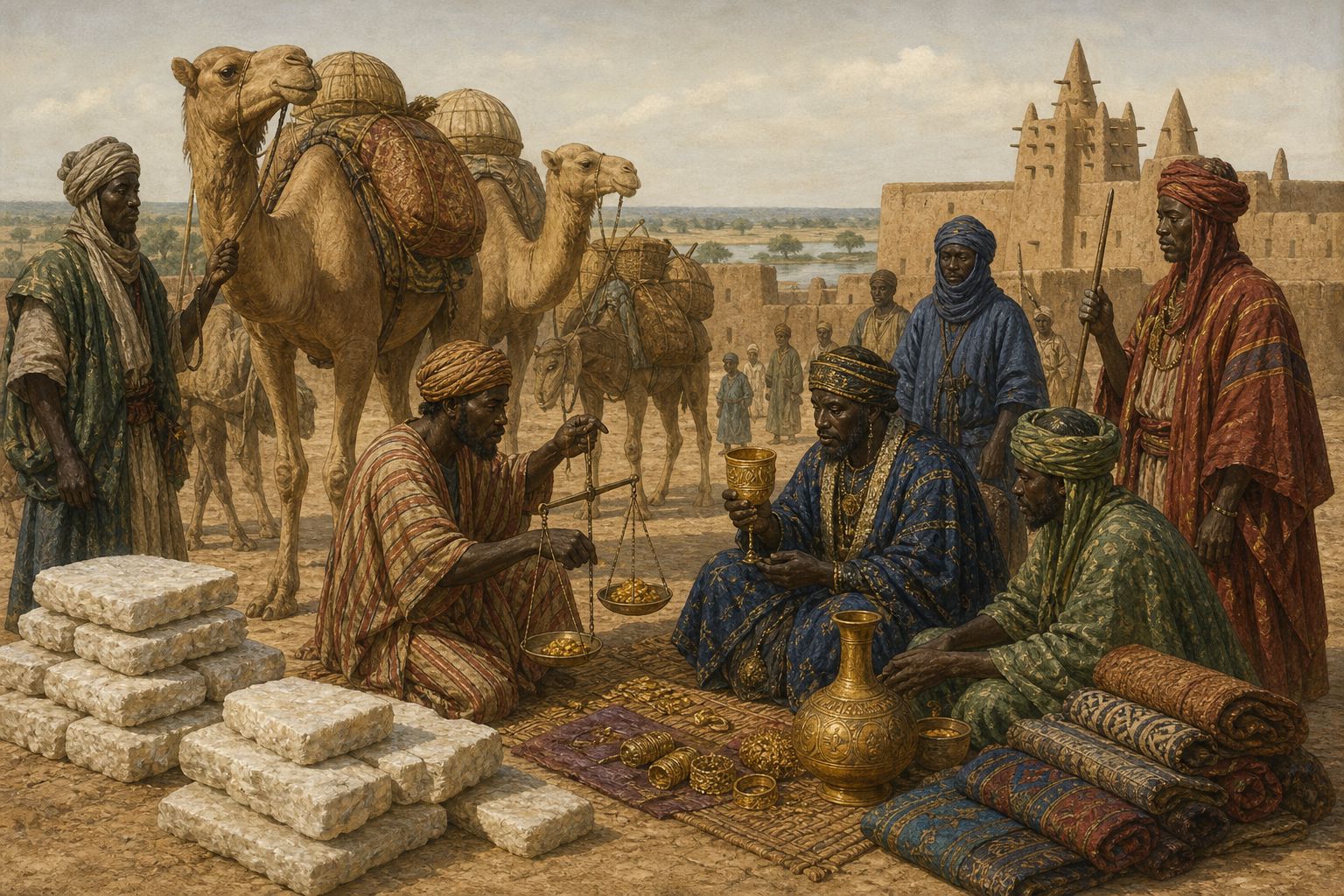 The expansion of trans-Saharan trade: Routes connecting gold, salt, and agricultural goods supported the state’s wealth and regional ties.