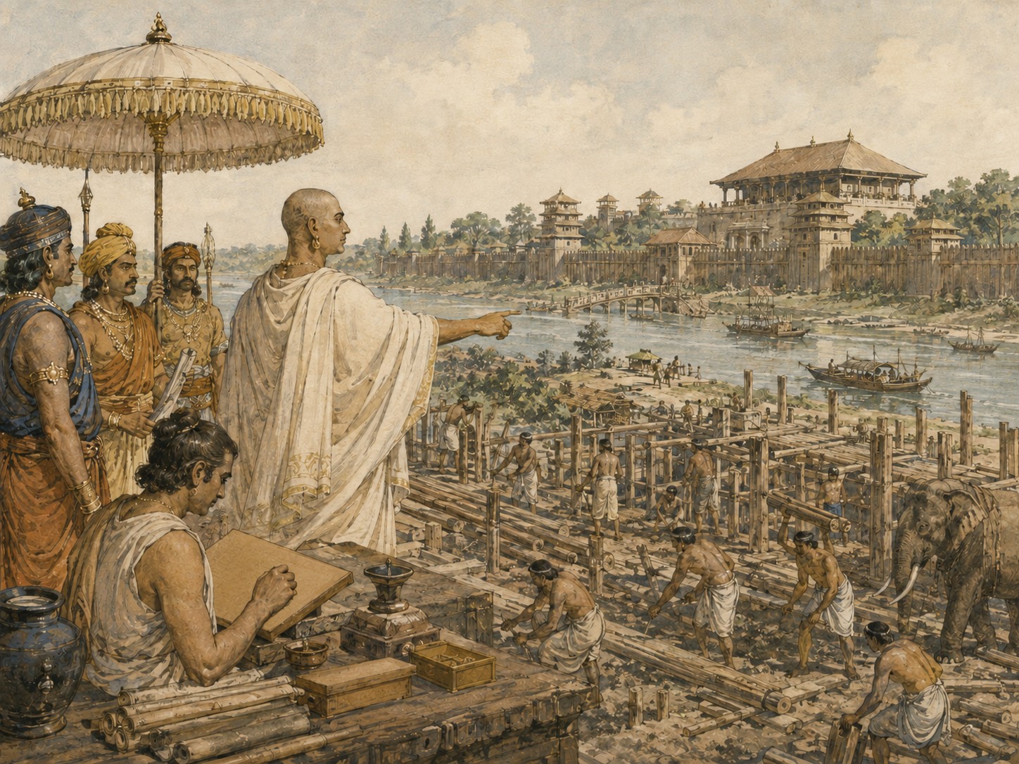Illustrated reconstruction of the significance of Foundation of the Maurya Empire