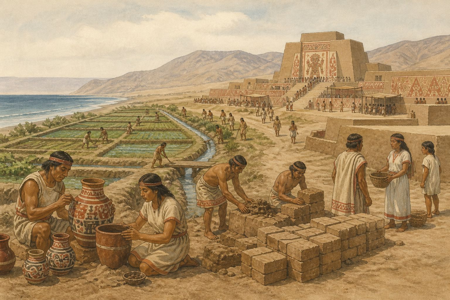 Historical reconstruction of the “Immediate aftermath” stage in Rise of the Moche Civilization