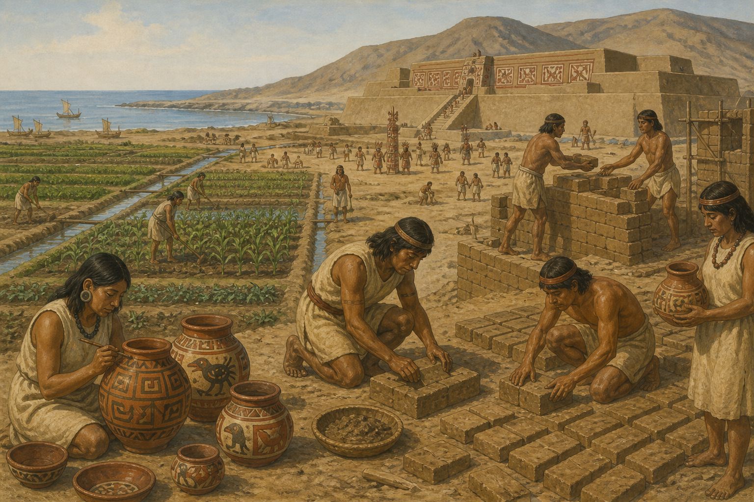 Historical reconstruction of the “Earlier conditions” stage in Rise of the Moche Civilization