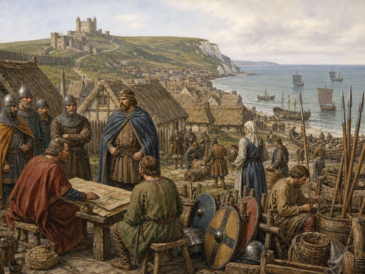 Historical reconstruction of Norman Conquest of England's background: After Edward the Confessor’s death, competing claims linked Normandy, England, and Norway in a succession crisis.