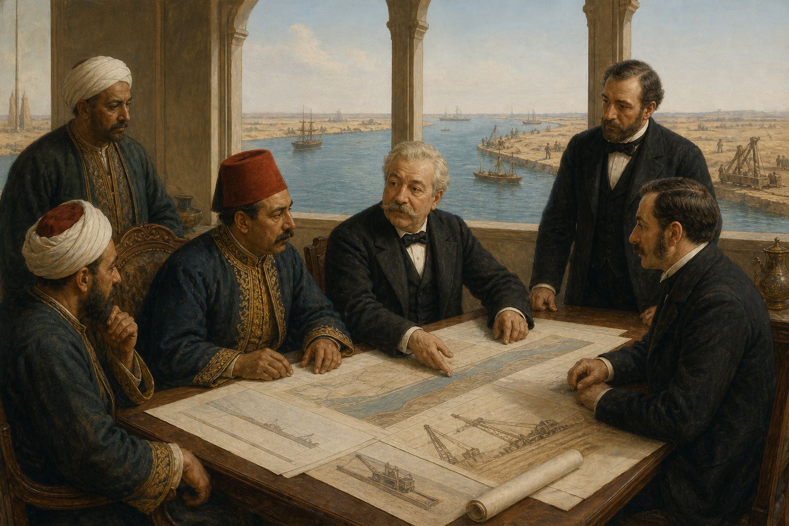 Historical reconstruction of the “Concession and company formation” stage in Opening of the Suez Canal