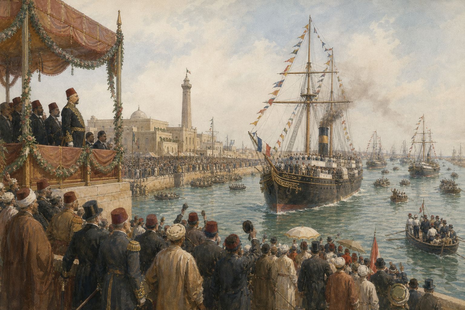 Historical reconstruction of the “Opening ceremony at Port Said” stage in Opening of the Suez Canal