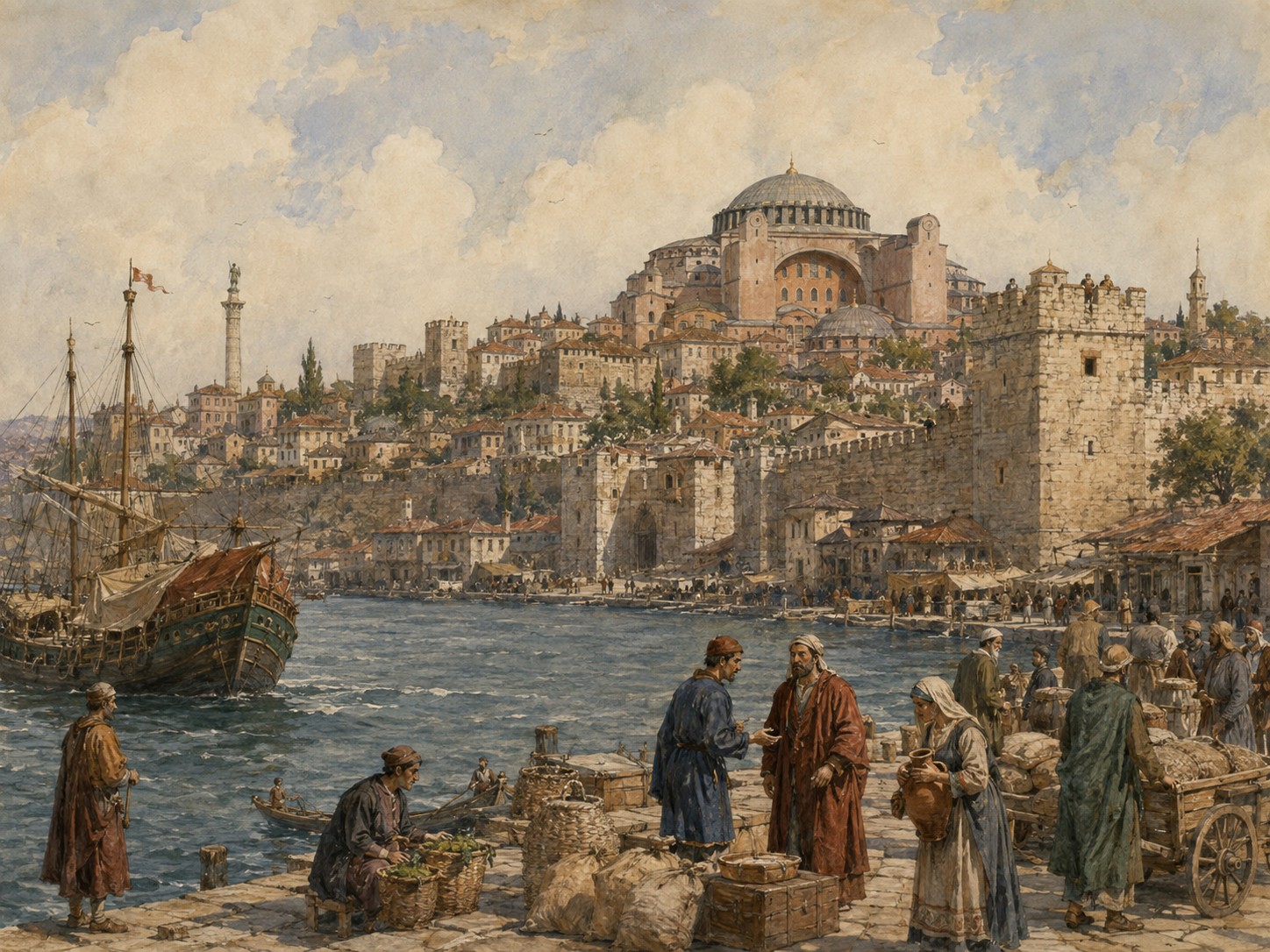 Historical reconstruction of Ottoman Conquest of Constantinople's background: In and around Constantinople, the setting took shape as The Ottoman army under Mehmed II captured the city and ended the political center of the Byzantine Empire.