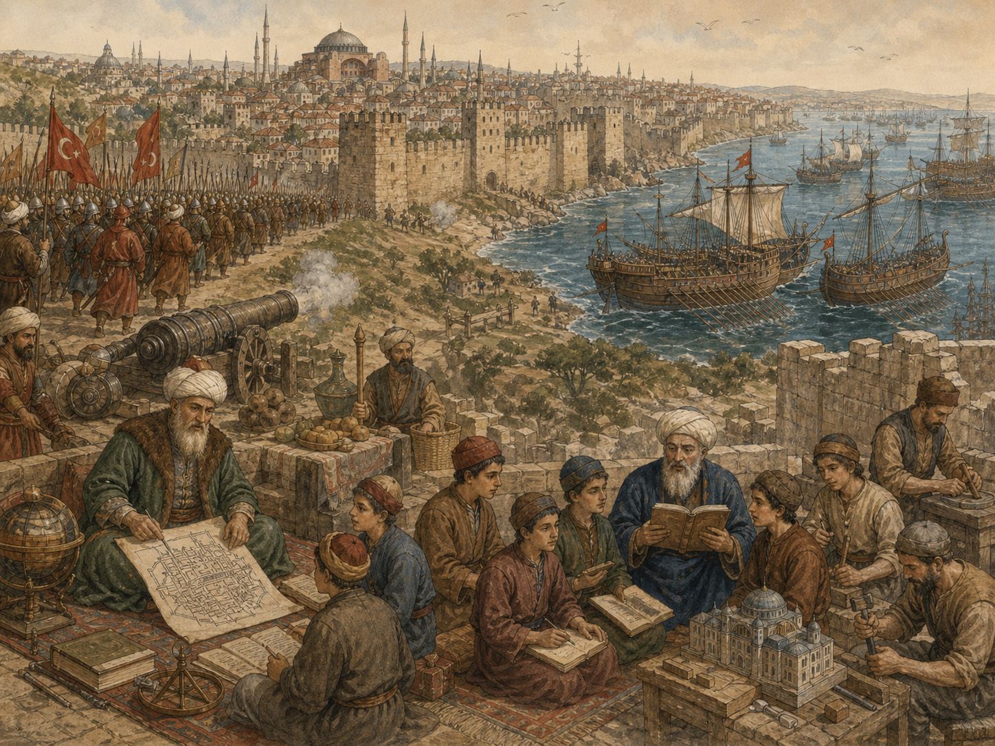 Historical reconstruction of Ottoman Conquest of Constantinople's long-term consequences: In the longer term, the city was reorganized as an ottoman capital, reshaping power relations in the eastern mediterranean and long-distance trade.