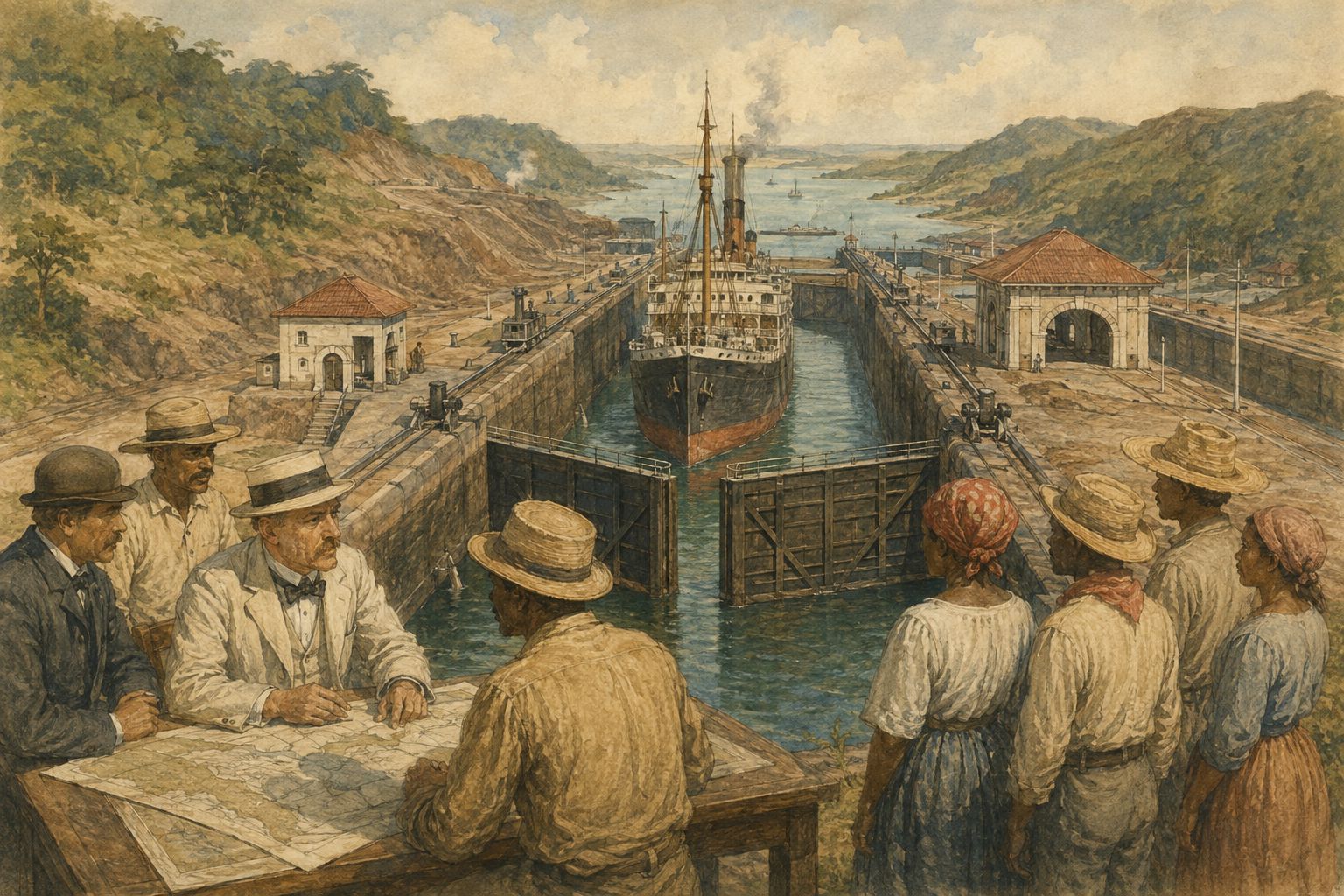Historical reconstruction of “Panama assumes full control” in Opening of the Panama Canal