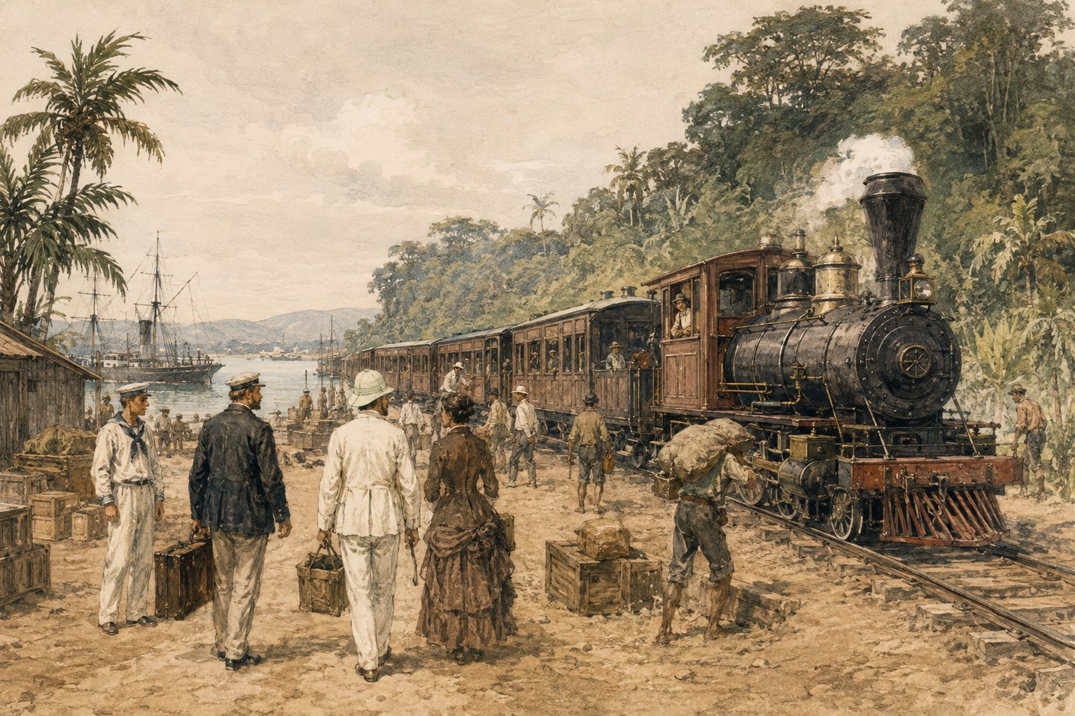 Historical reconstruction of “California gold rush increases transit demand” in Opening of the Panama Railway