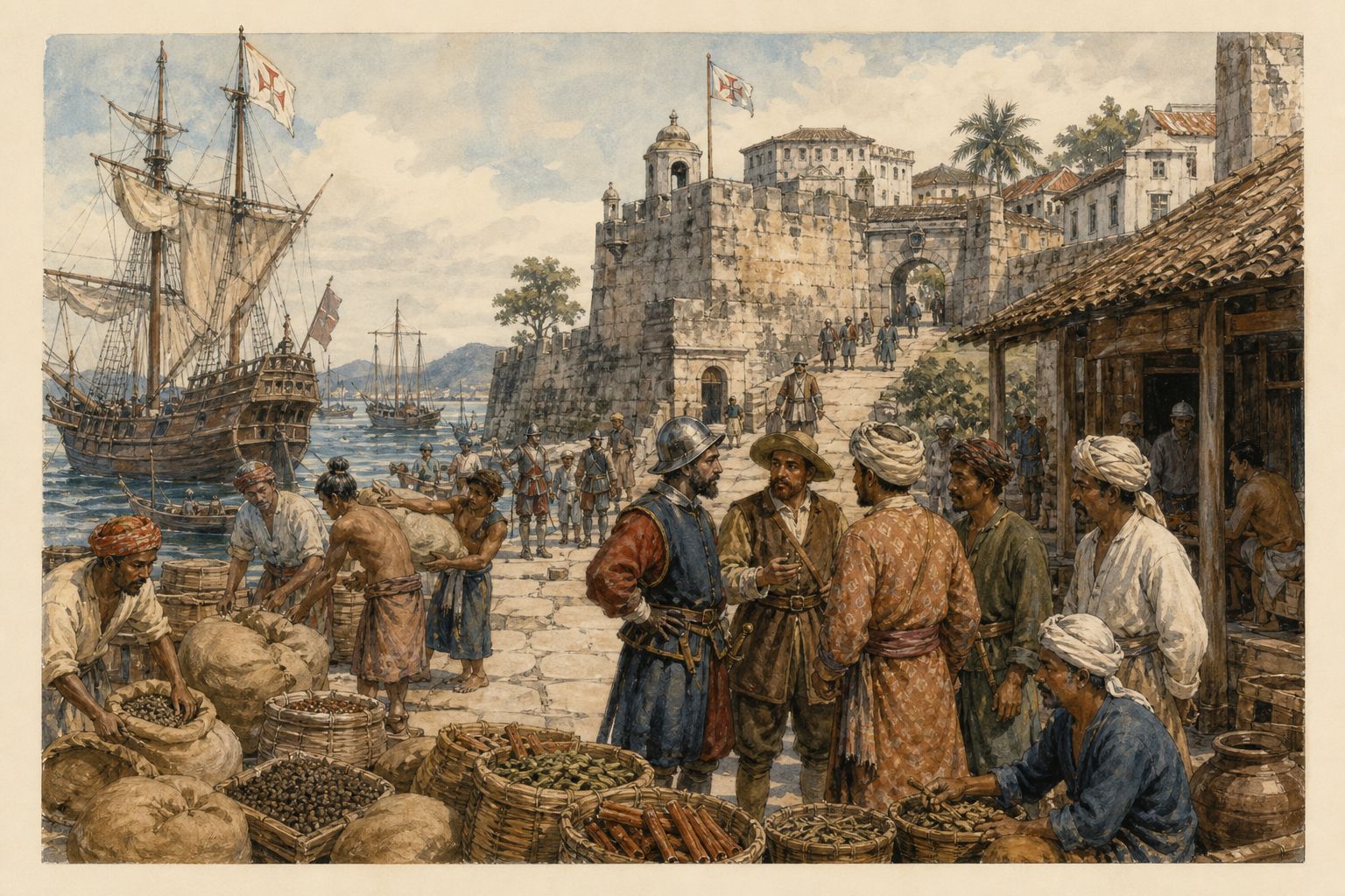 Historical reconstruction of “The Malacca court regroups to the south” in Portuguese Conquest of Malacca