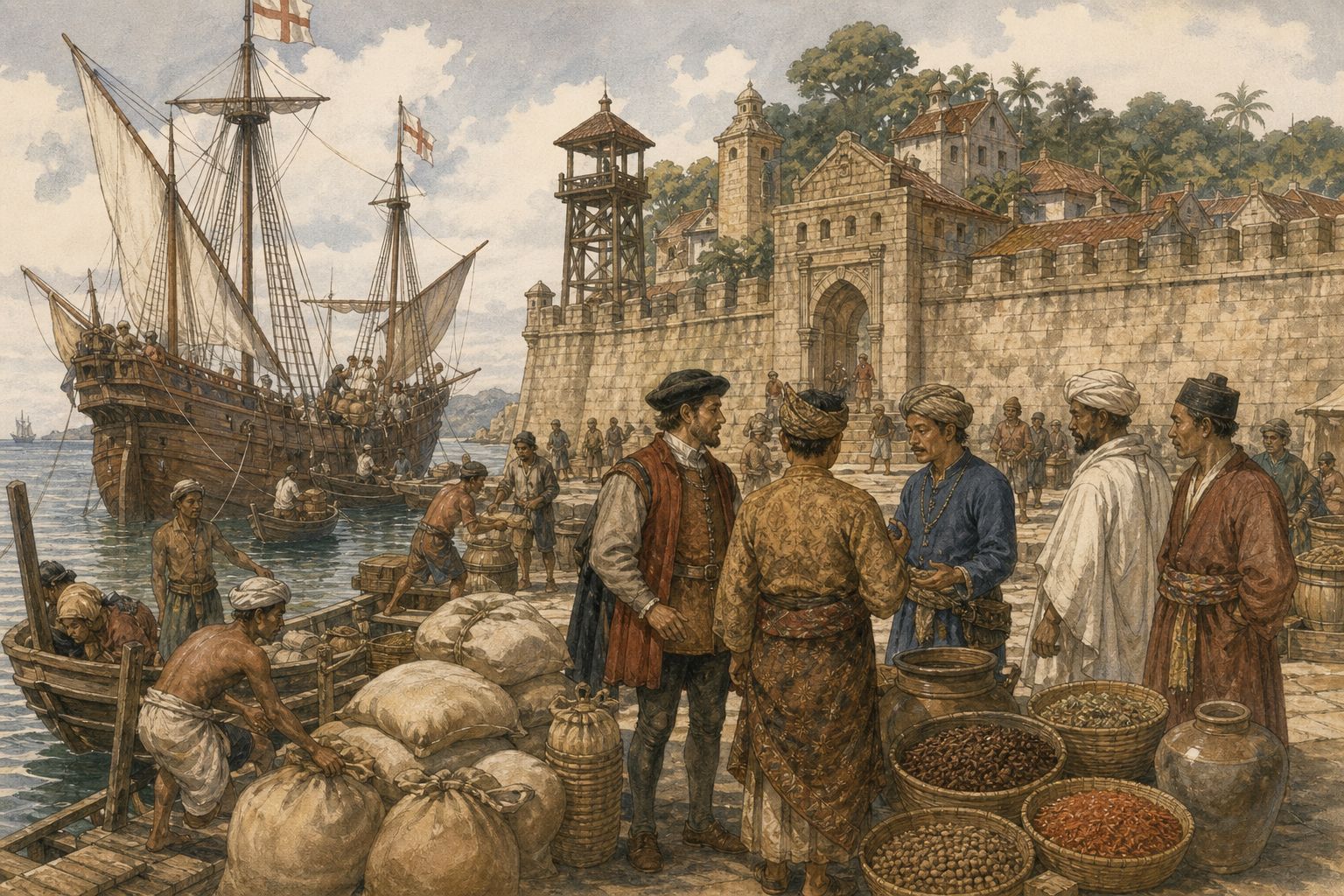 Historical reconstruction of “First Portuguese mission ends in conflict” in Portuguese Conquest of Malacca