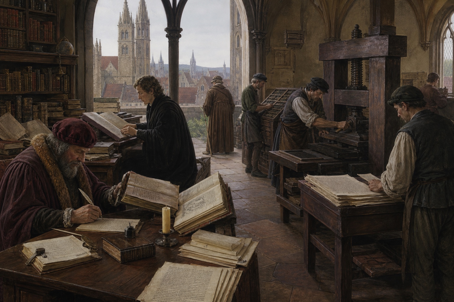 Illustrated reconstruction of the background of Protestant Reformation