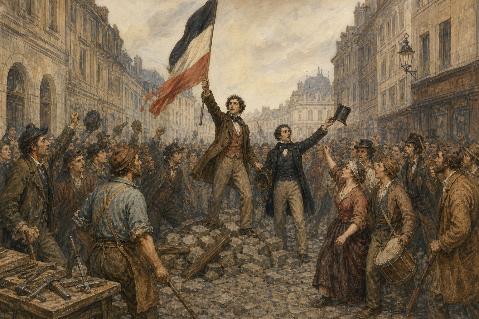 Historical reconstruction of “March revolutions spread across Europe” in Revolutions of 1848