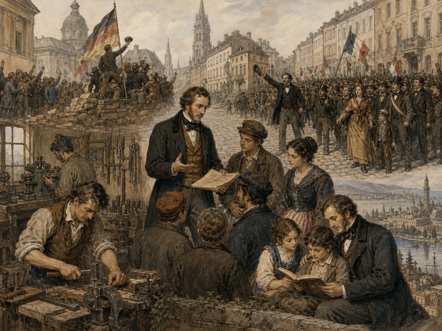 Historical reconstruction of Revolutions of 1848's long-term consequences: In the longer term, many regimes reasserted control, but the revolutions broadened the political agendas of nationhood and social rights.