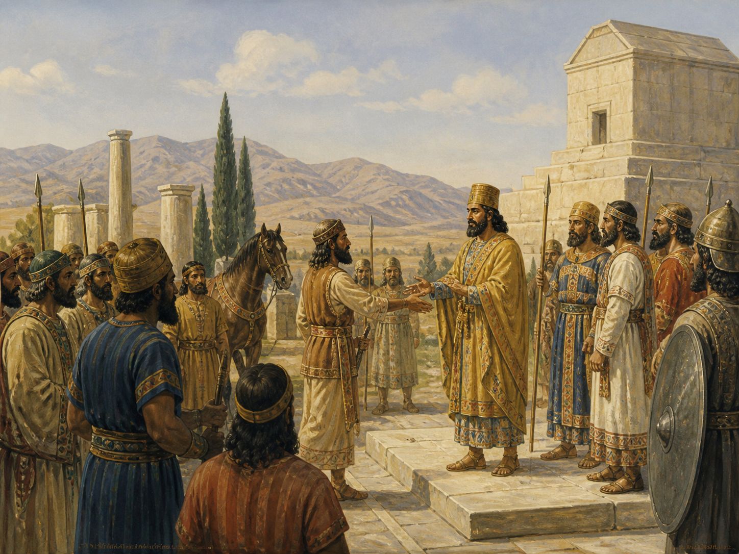 Historical reconstruction of Rise of the Achaemenid Empire's central action: After defeating the Medes, Cyrus brought Lydia in Anatolia and Babylon in Mesopotamia under his rule.
