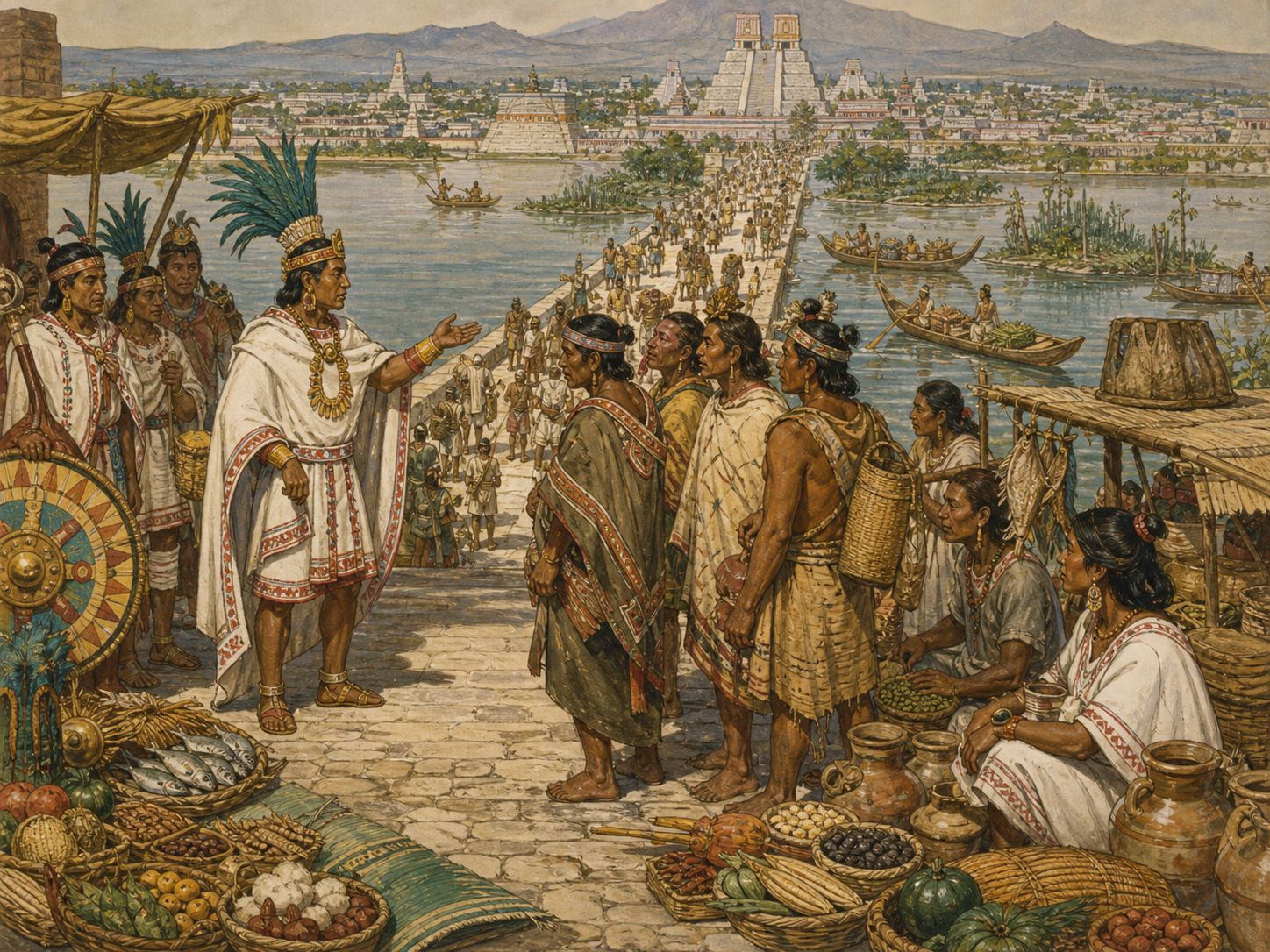 Historical reconstruction of Expansion of the Aztec Empire's central action: The alliance of Tenochtitlan, Texcoco, and Tlacopan expanded tribute and military power across the Basin of Mexico.