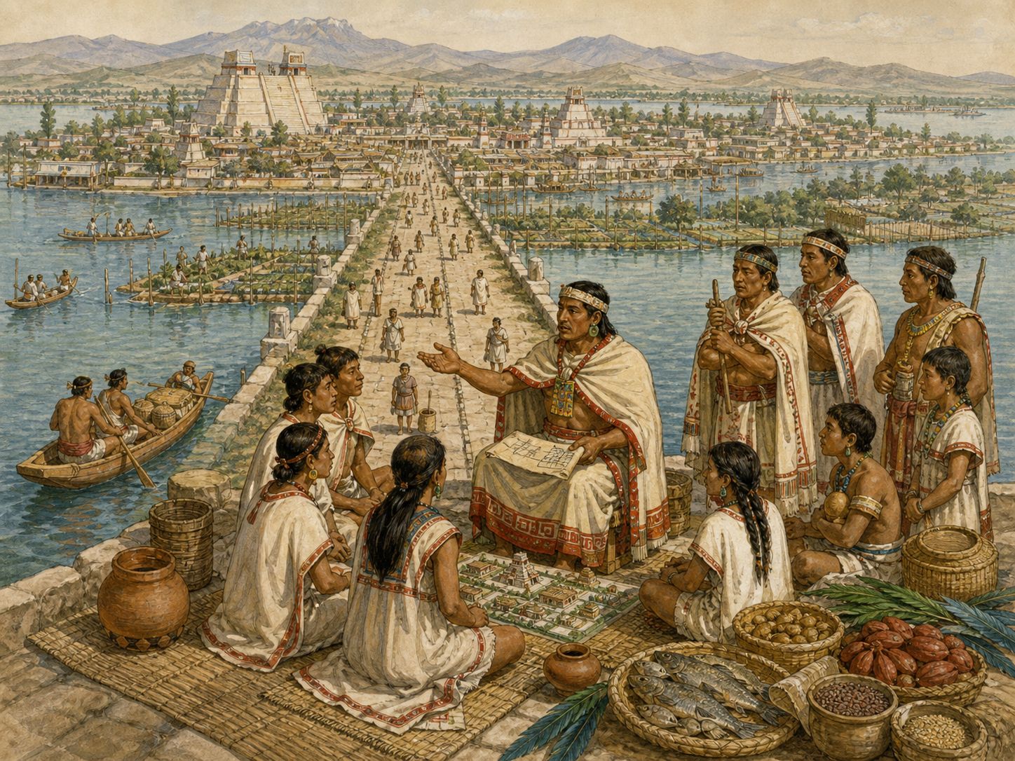 Historical reconstruction of Expansion of the Aztec Empire's long-term consequences: In the longer term, it illustrates an imperial structure linking city-state alliance, commerce, markets, and religious ritual.