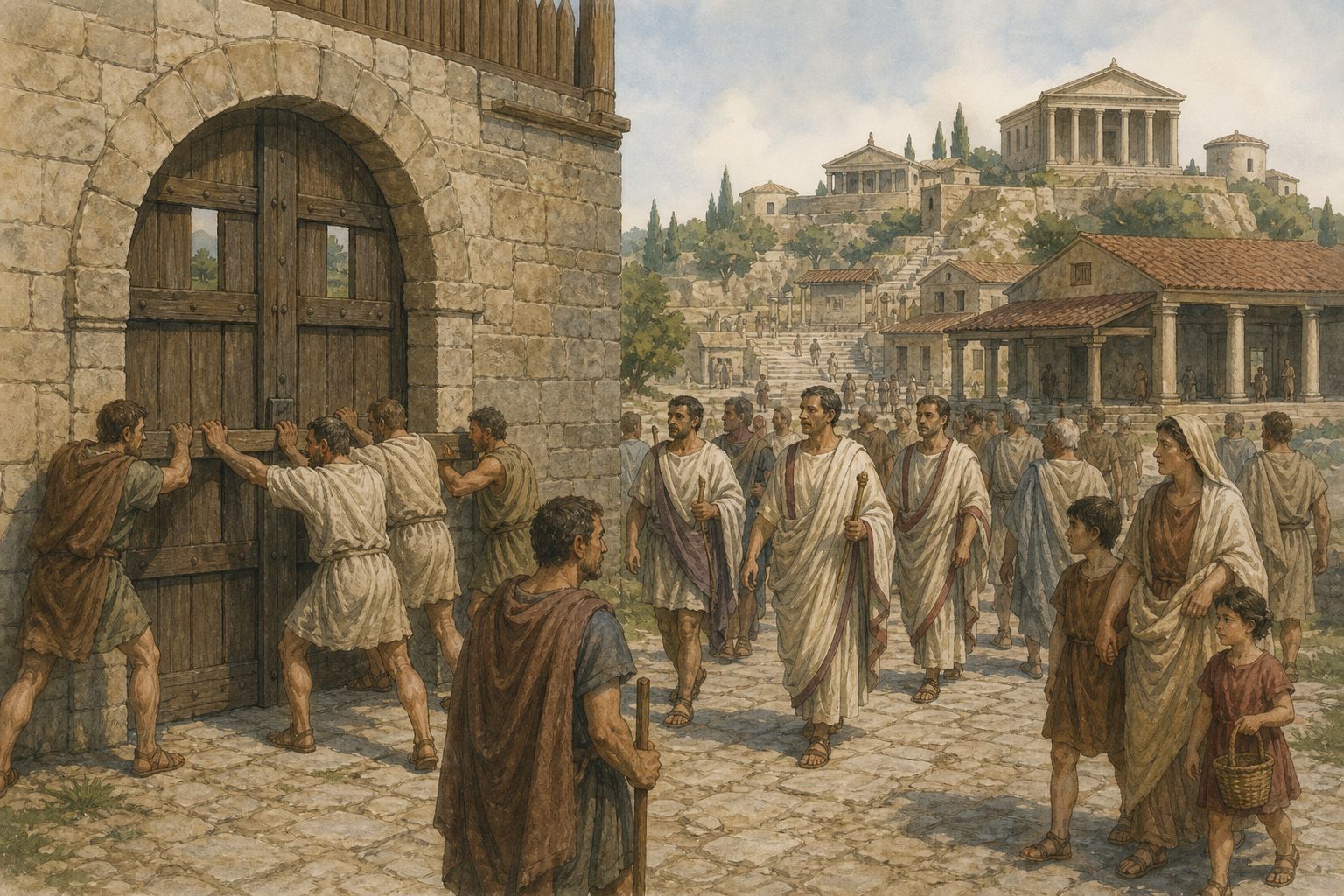 Historical reconstruction of the “Traditional expulsion of the last king” stage in Foundation of the Roman Republic