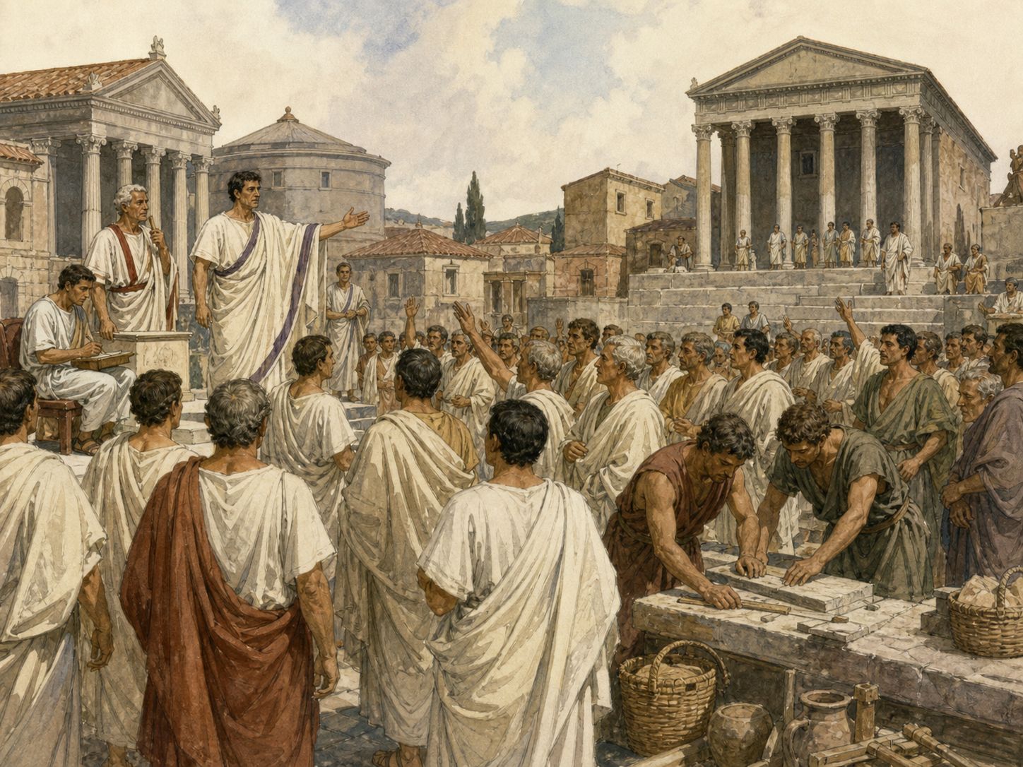 Historical reconstruction of “First secession of the plebs” in Foundation of the Roman Republic