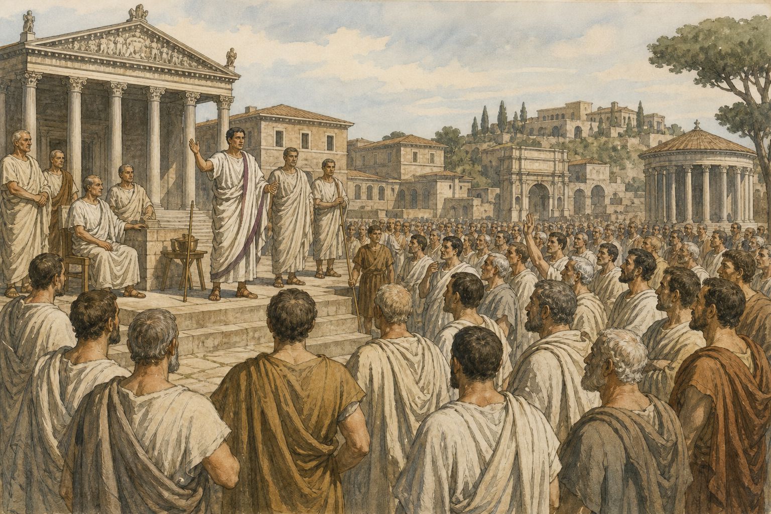 Historical reconstruction of “Republican magistracies begin” in Foundation of the Roman Republic