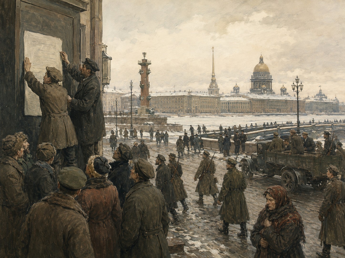 Illustrated reconstruction of the outcome of Russian Revolution of 1917