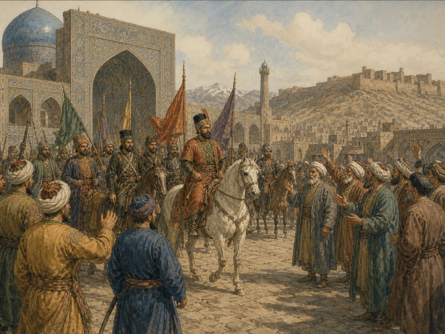 Historical reconstruction of Foundation of the Safavid Empire's immediate aftermath: Twelver Shiism became a pillar of dynastic legitimacy and state institutions, while rivalry with the Ottoman Empire intensified.
