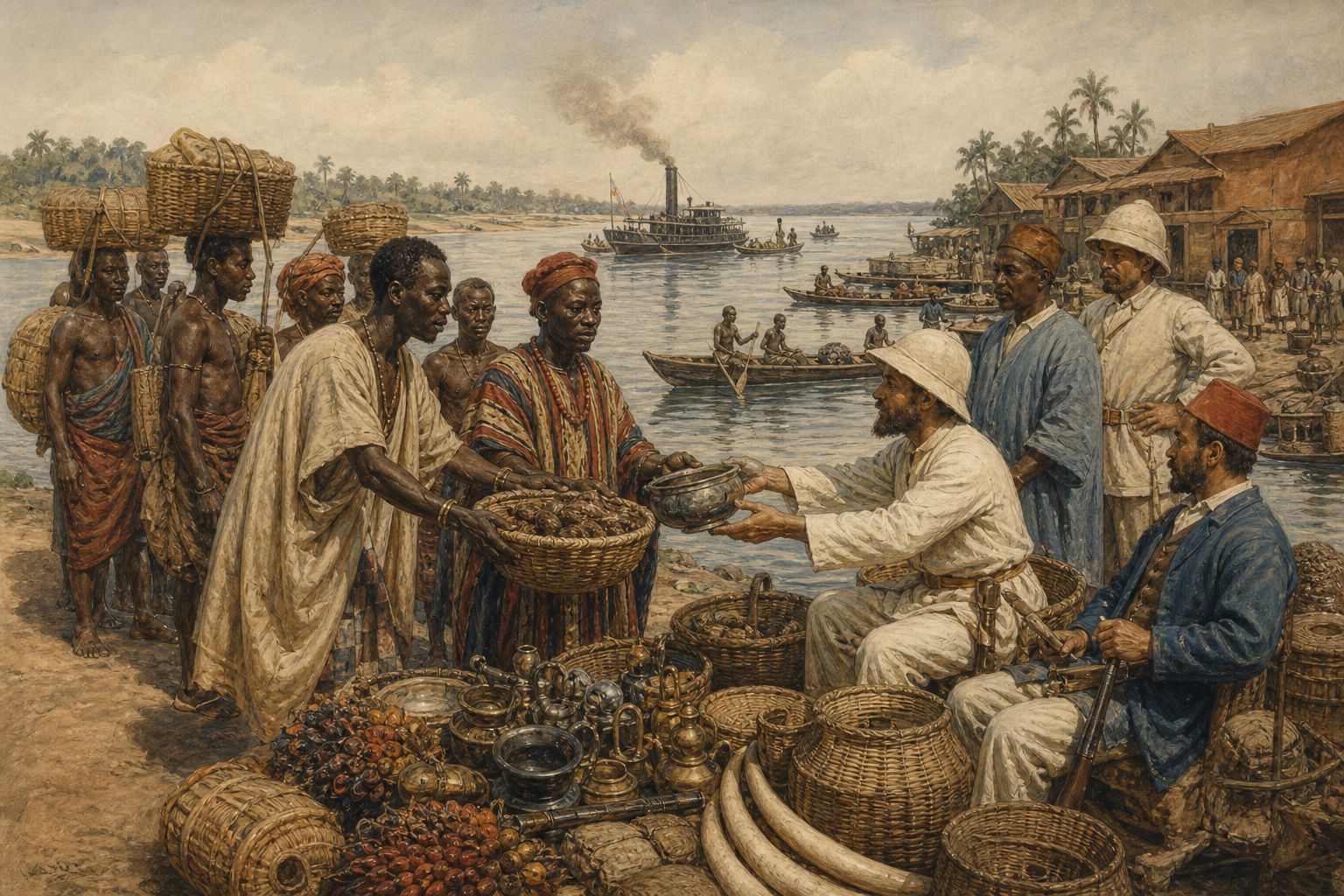 Historical reconstruction of the “African trade networks and coastal exchange” stage in Scramble for Africa