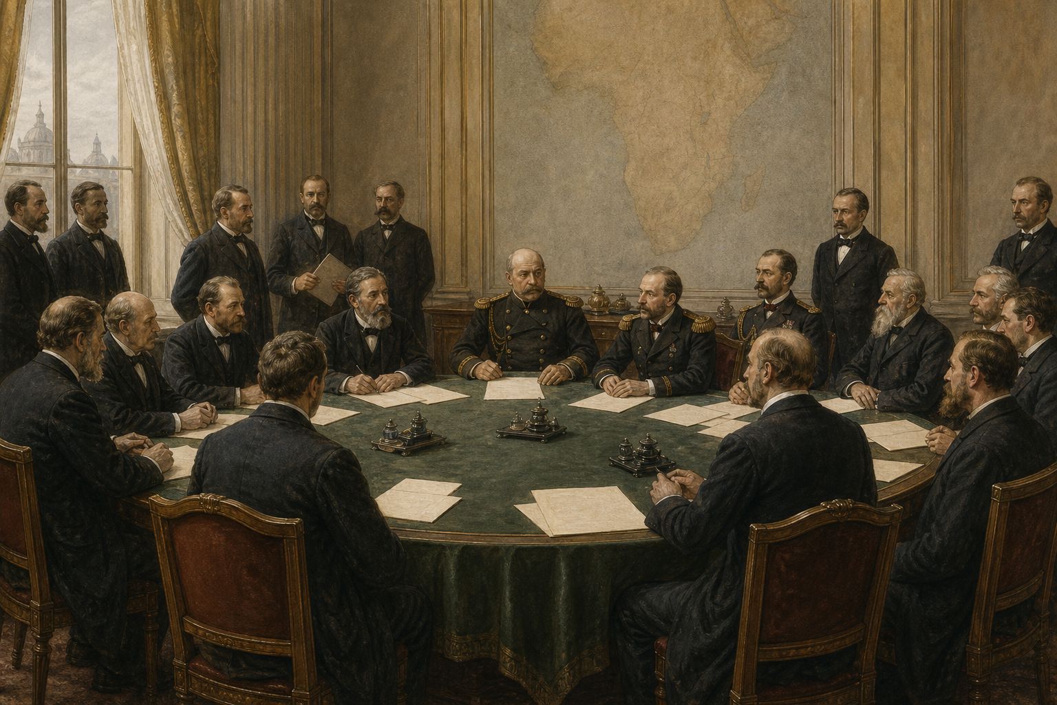 Historical reconstruction of the “Berlin Conference” stage in Scramble for Africa