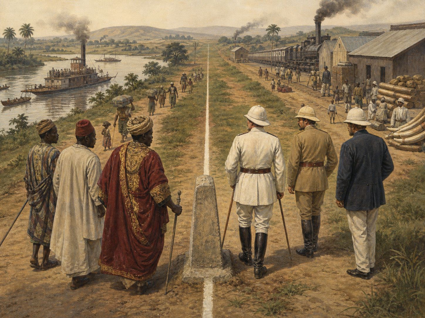 Historical reconstruction of Scramble for Africa's long-term consequences: The Scramble was not only European diplomacy: African political actors, labor, trade, and resistance shaped its course.