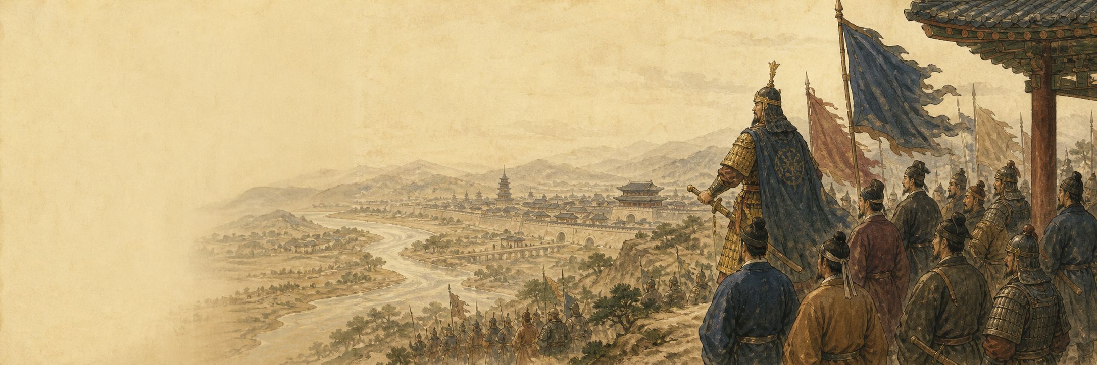 Historical reconstruction illustration of silla unification of korea
