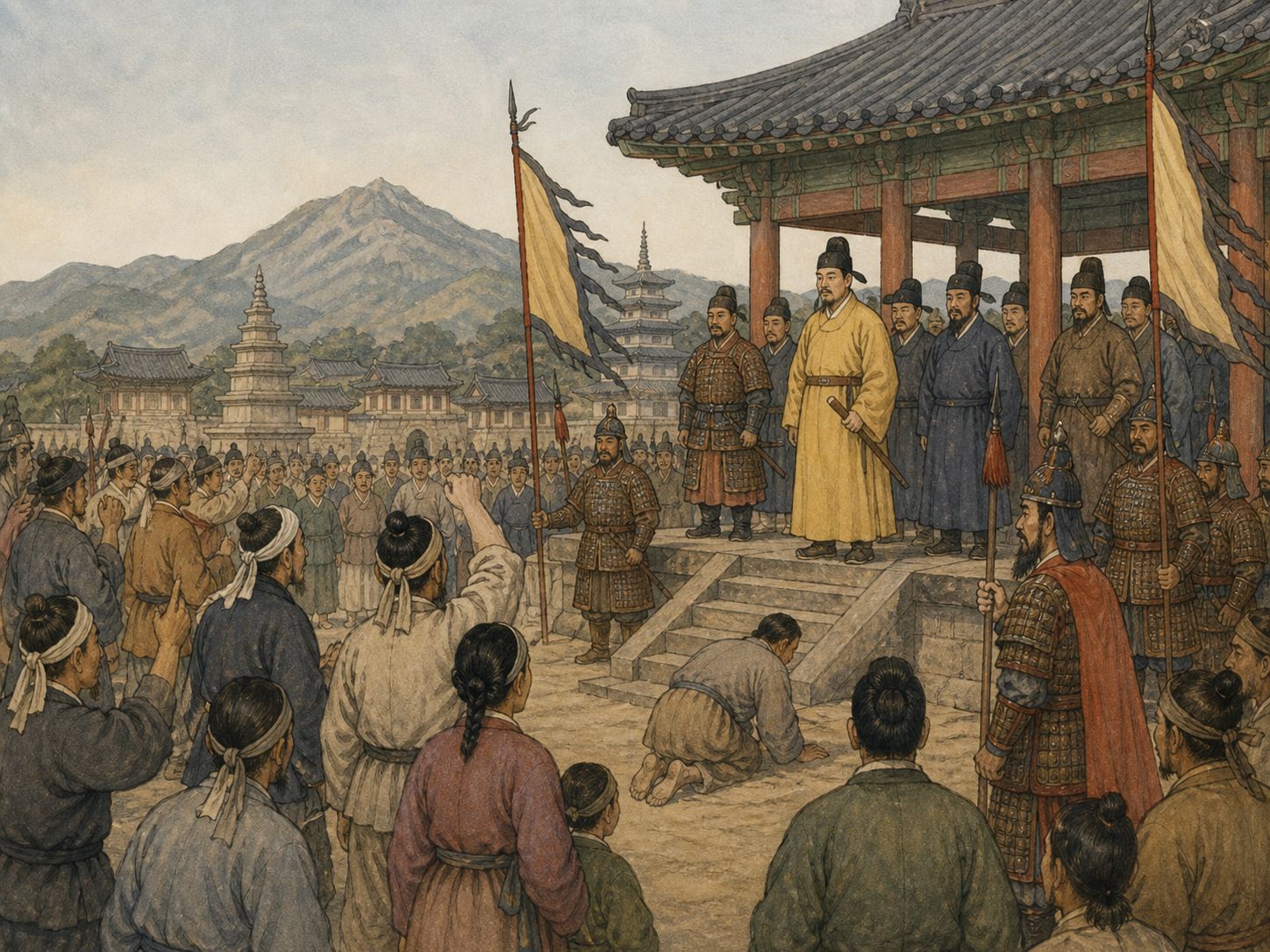 Historical reconstruction of Silla Unification of Korea's immediate aftermath: Silla consolidated rule south of the Taedong River and developed institutions centered on the capital Gyeongju and Buddhist establishments.